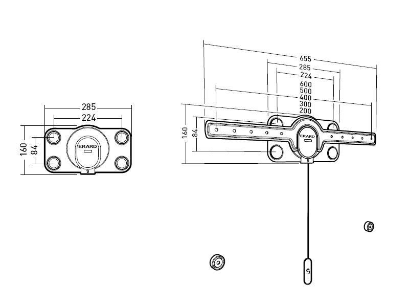 Ultra flache TV Wandhalterung 40 - 85 Zoll – Erard FiXiT 600, Technische Zeichnung Ultra flache TV Wandhalterung 40 - 85 Zoll – Erard FiXiT 600, Technische Zeichnung