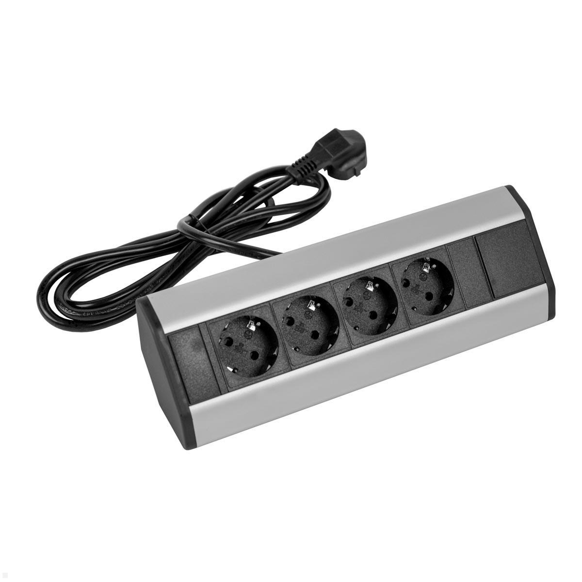 TecLines TAS002S 4-fach Ecksteckdose, silber TecLines TAS002S 4-fach Ecksteckdose, silber