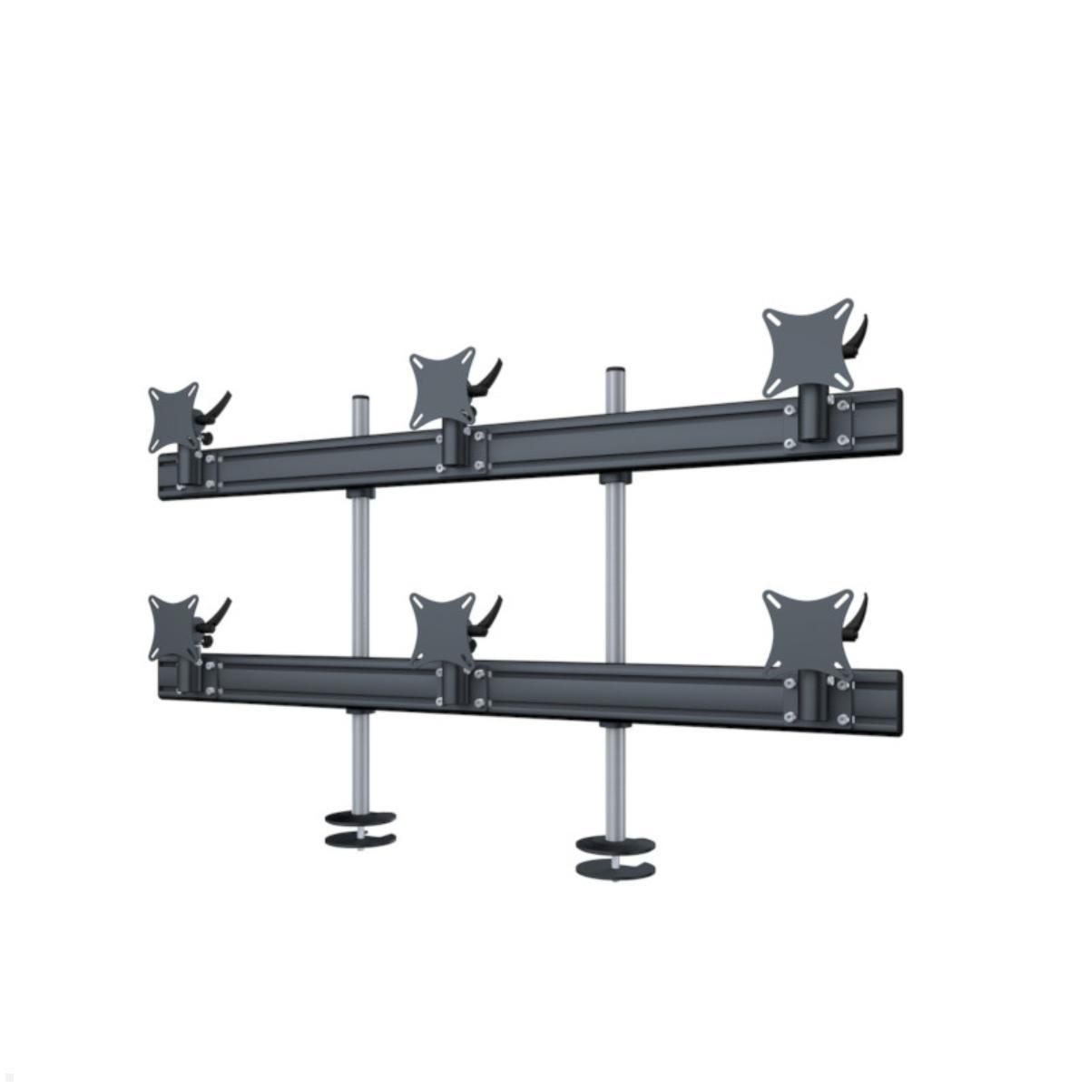 MonLines MTH207B Flat 3+3 Display Tischhalterung Einbau 25-32 Zoll, schwarz MonLines MTH207B Flat 3+3 Display Tischhalterung Einbau 25-32 Zoll, schwarz