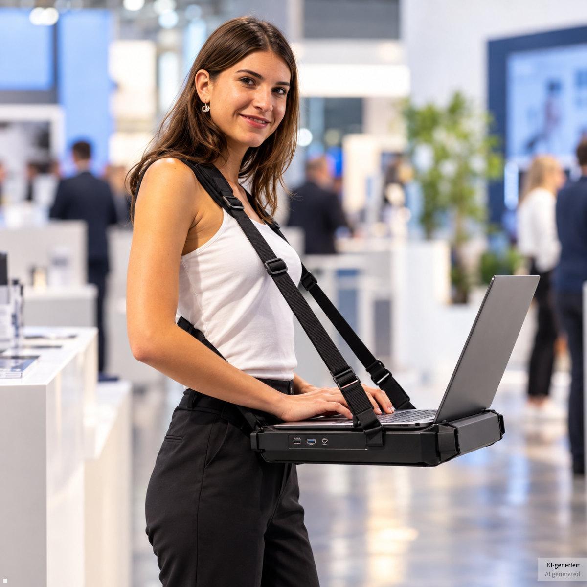 MonLines Bauchladen für Laptop / Notebook - mobile Arbeitsfläche für Inventur, Vermessung & Technik-Einsätze