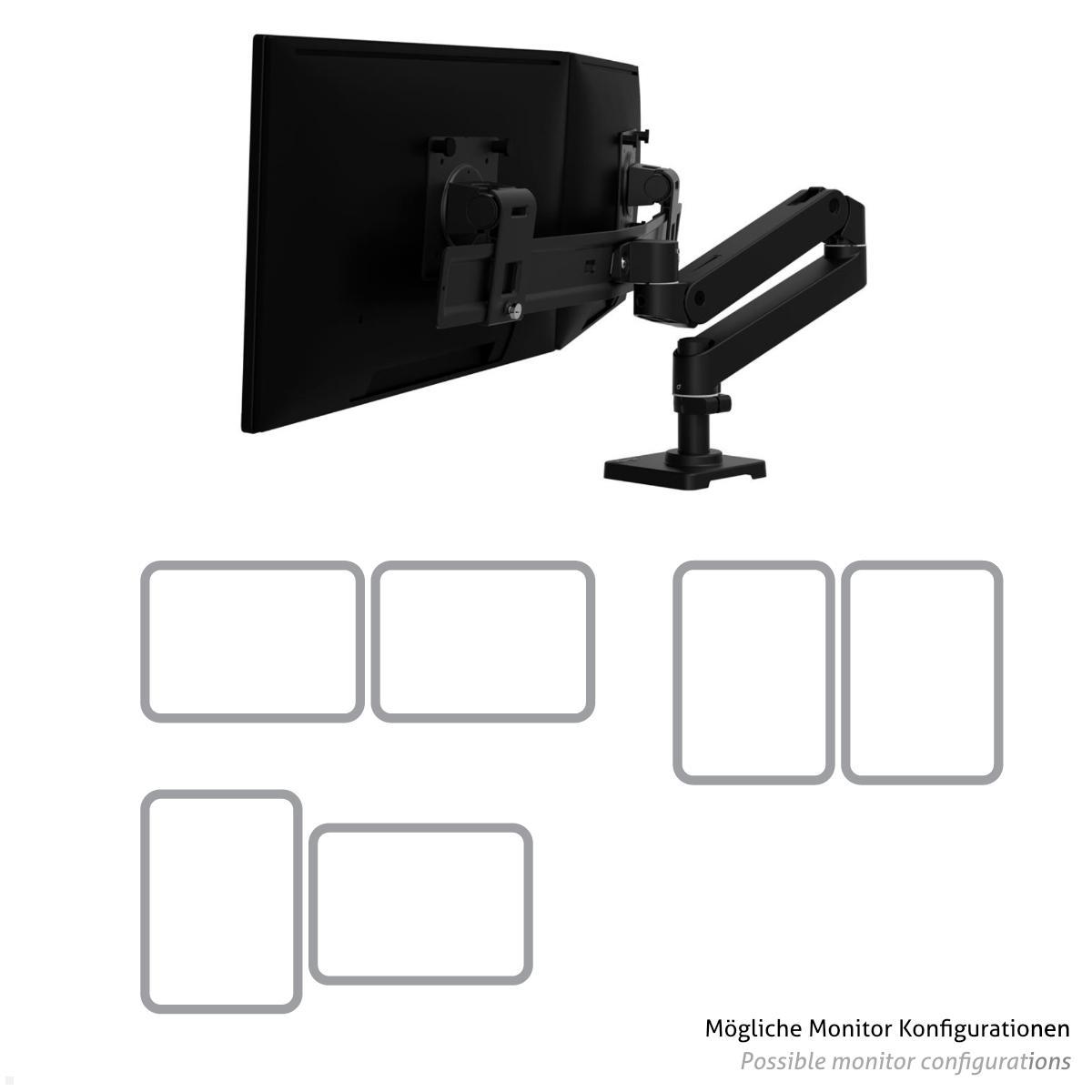 Ergotron LX Pro dual Monitor Tischhalterung bis 27 Zoll (45-684-292), schwarz, Bildschirm Konfigurationen