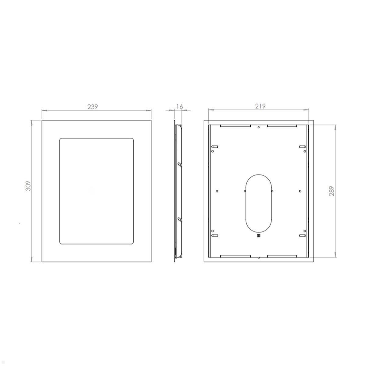 TabLines TWE091B Tablet Wandeinbau für Apple iPad Air 4 und 5, schwarz, Zeichnung Maße TabLines TWE091B Tablet Wandeinbau für Apple iPad Air 4 und 5, schwarz, Zeichnung Maße