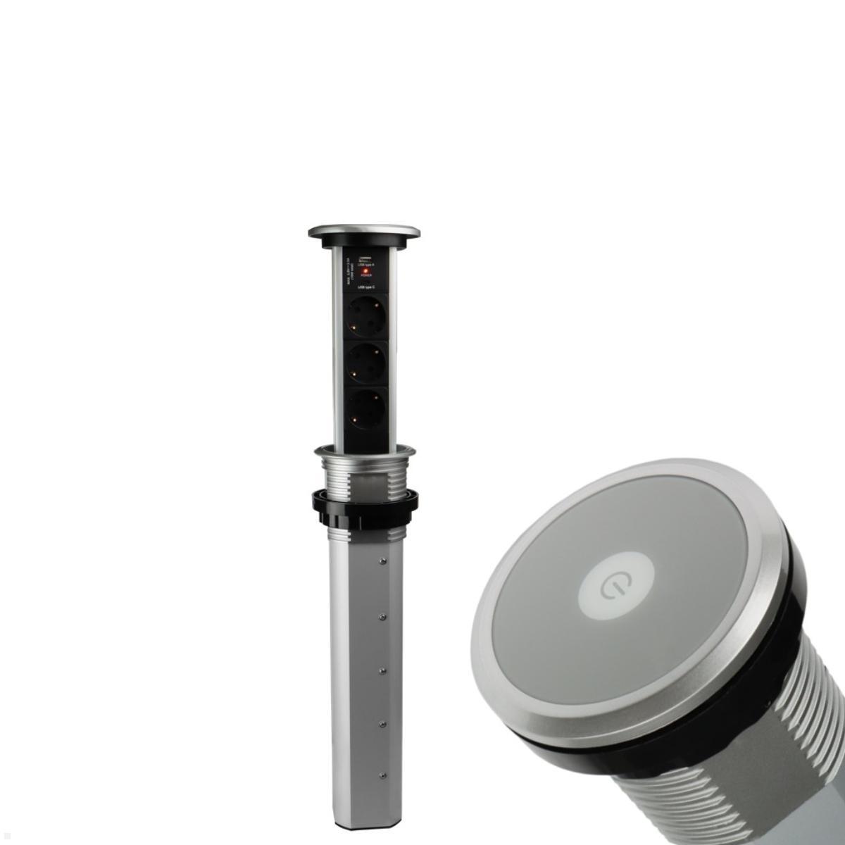 TecLines TVS007B versenkbare 3-fach Steckdosenleiste mit USB-Charger A/A, schwarz TecLines TVS007B versenkbare 3-fach Steckdosenleiste mit USB-Charger A/A, schwarz