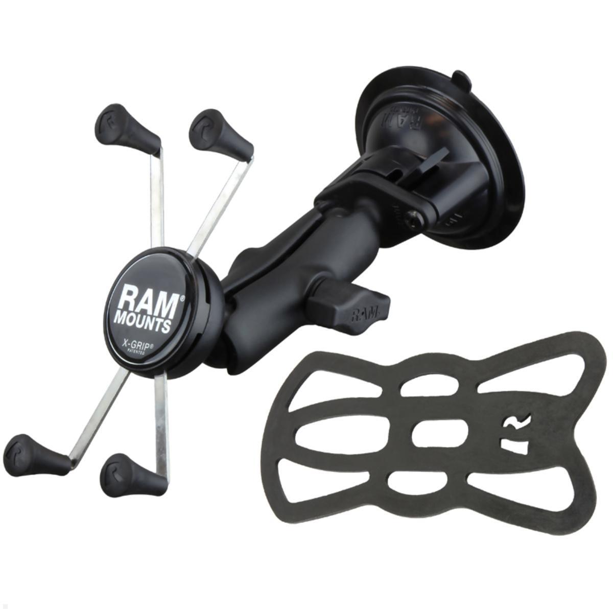RAM Mounts X-Grip Saugnapf Phablet Halterung mit B-Kugel (RAM-B-166-UN10U), schwarz, Sicherungsgummi RAM Mounts X-Grip Saugnapf Phablet Halterung mit B-Kugel (RAM-B-166-UN10U), schwarz, Sicherungsgummi