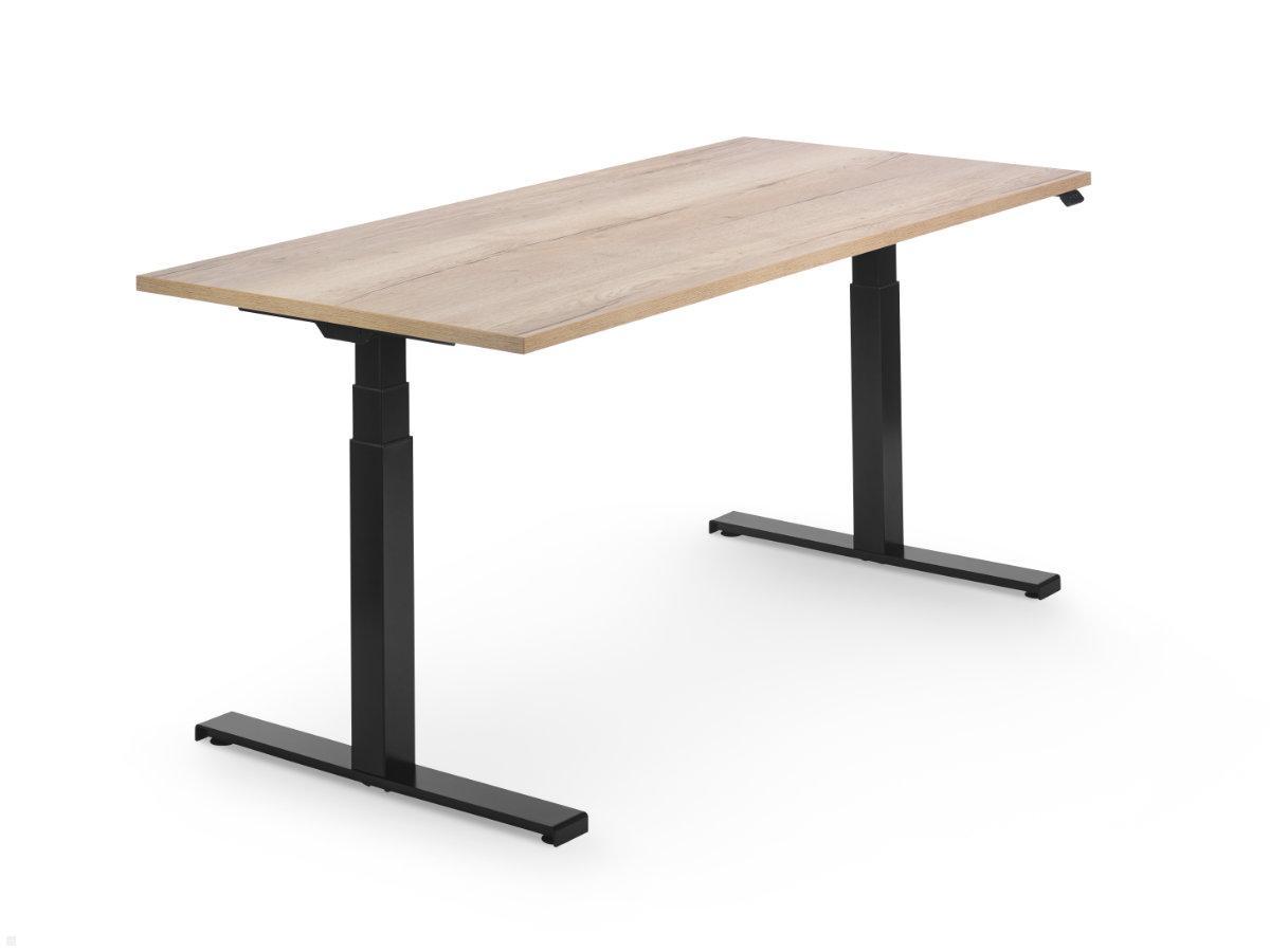 TecLines TST-1606B Steh Sitz Schreibtisch 1600x800 mm, Eiche/schwarz