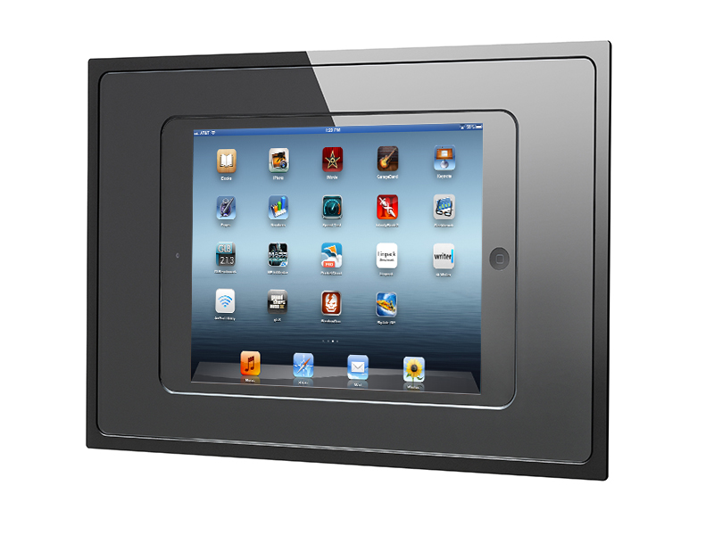 iRoom 53fixDock-iPad5-b fixDock Wandeinbau für iPad Air, Glasfront schwarz querformat