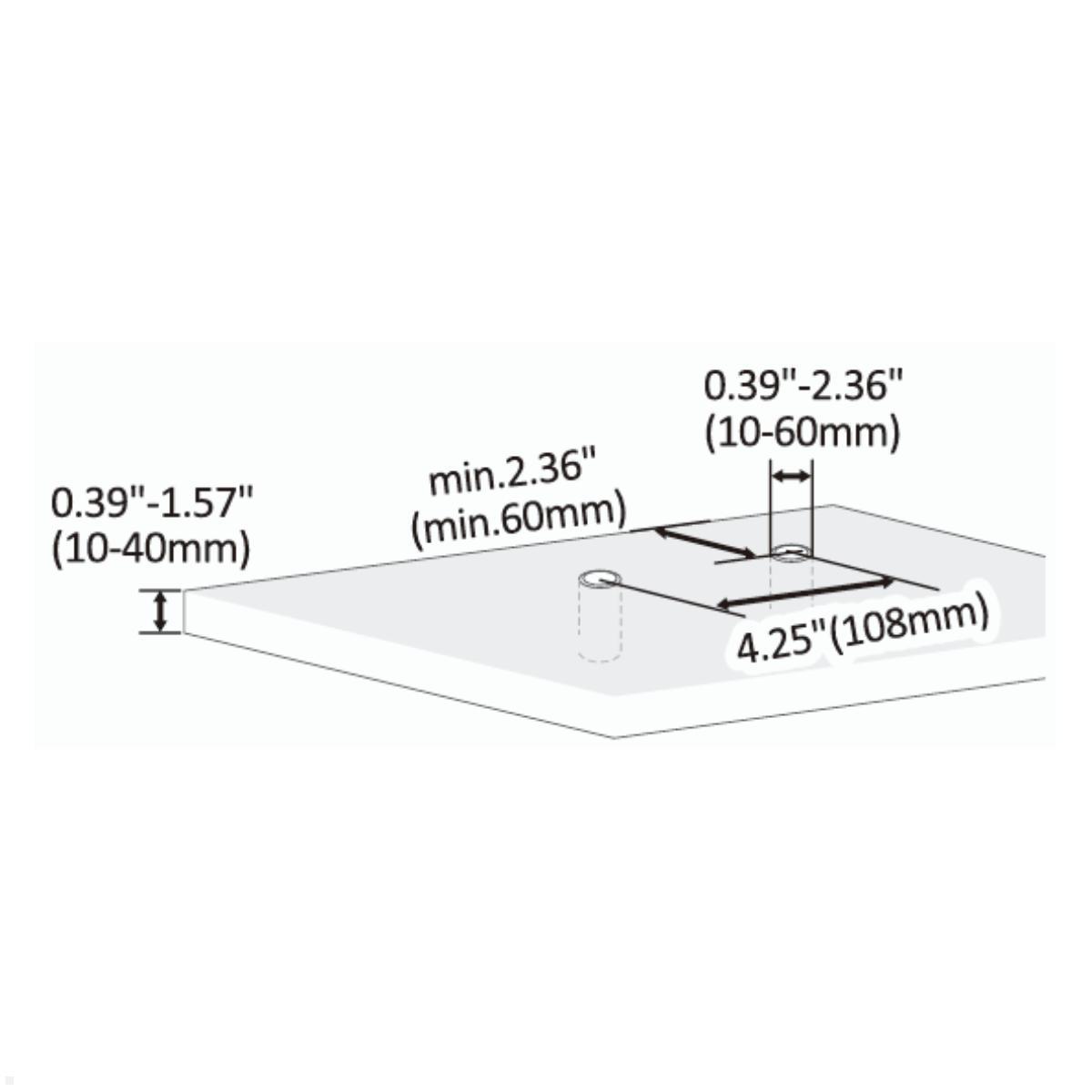 Fellowes Smartview Zubehör Durchtischbefestigung (100136993), Maße 