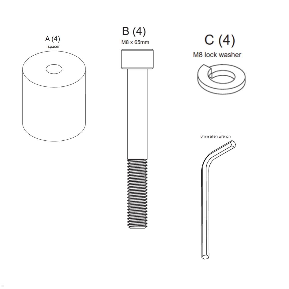 MonLines V101 Schrauben- und Abstandshalter-Set für 85Zoll Surface™ Hub 2S/2X, Lieferumfang