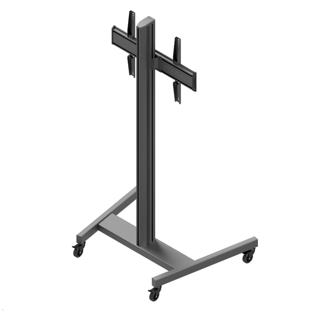 Edbak TRE100 höhenverstellbarer Displaywagen mit Rollen 42 bis 75 Zoll, schwarz, Displaywagen Aluminium