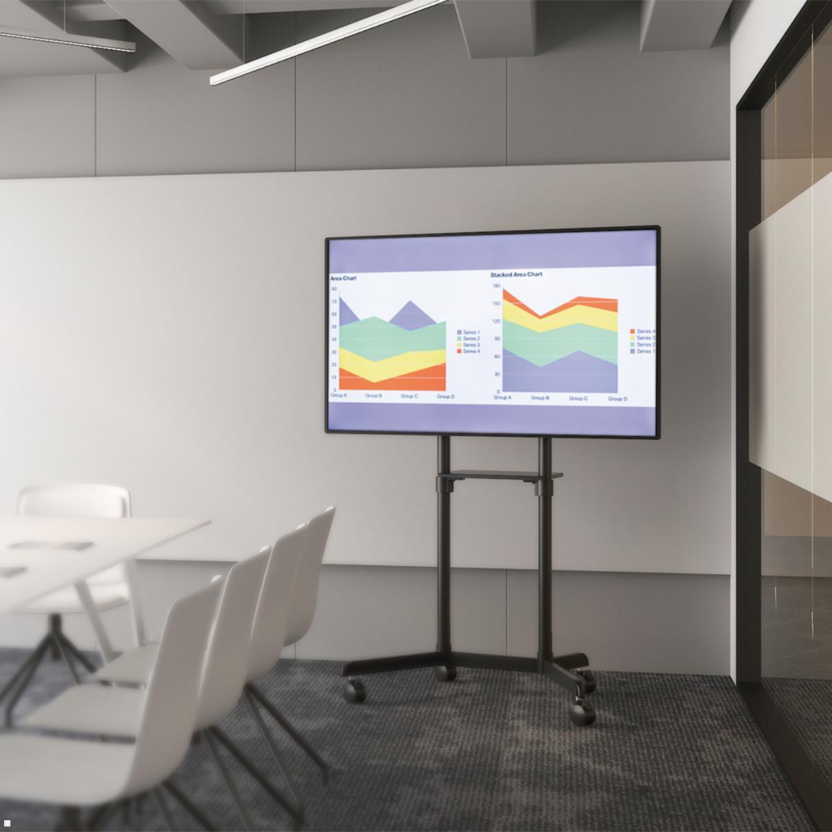 MonLines MBS029B mobiler Monitorständer mit Pivotfunktion, 37-70 Zoll, schwarz, Pivotfunktion Hochformat