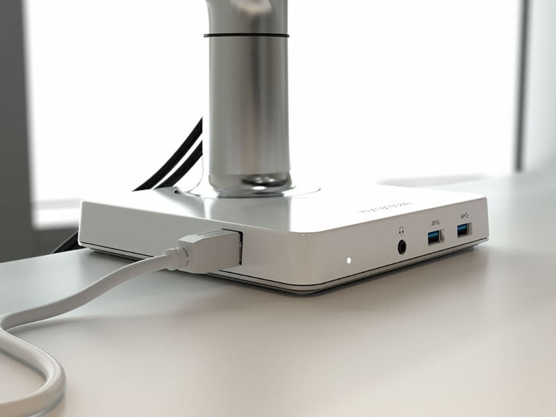 Humanscale M/Connect Dockingstation Tischklemme für M8, weiß Anschlüsse Humanscale M/Connect Dockingstation Tischklemme für M8, weiß Anschlüsse
