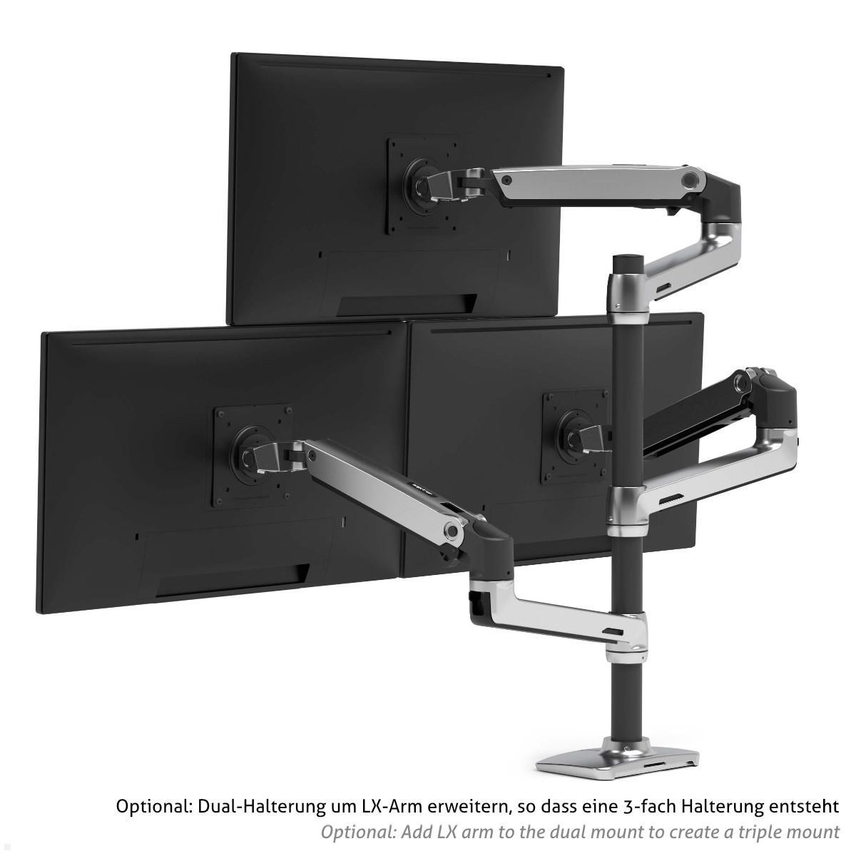 LX Dual Monitorhalterung plus 1 optionaler LX Arm für Dreifach-Halterung LX Dual Monitorhalterung plus 1 optionaler LX Arm für Dreifach-Halterung