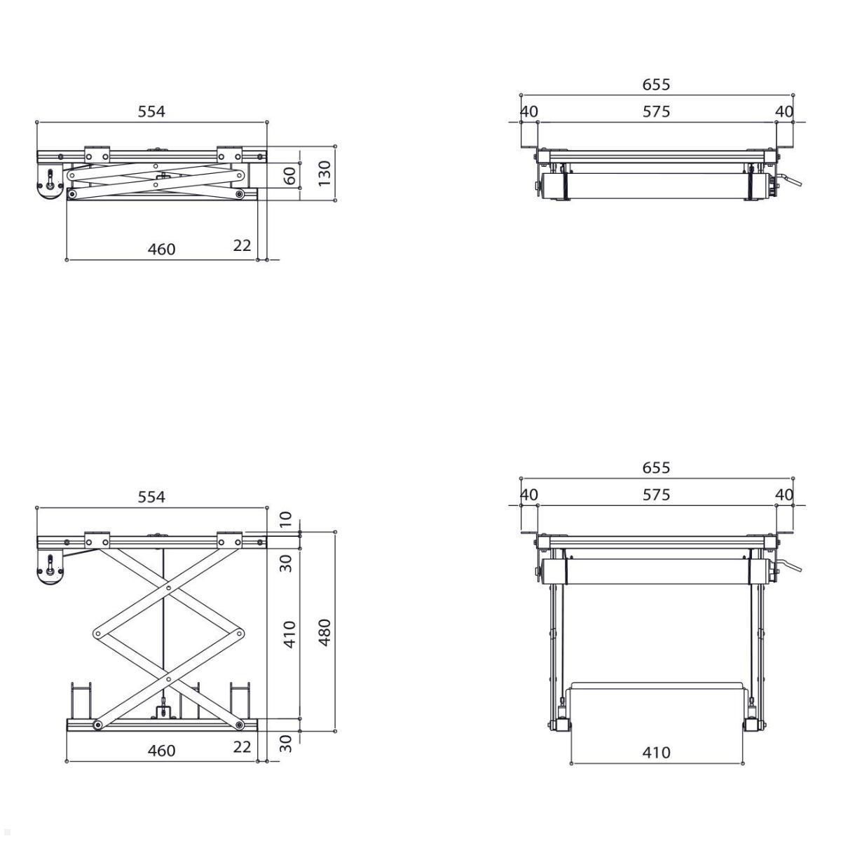 Elektrischer Beamer Deckenlift von Vogels mit 350 mm Hub, Technische Zeichnung Elektrischer Beamer Deckenlift von Vogels mit 350 mm Hub, Technische Zeichnung
