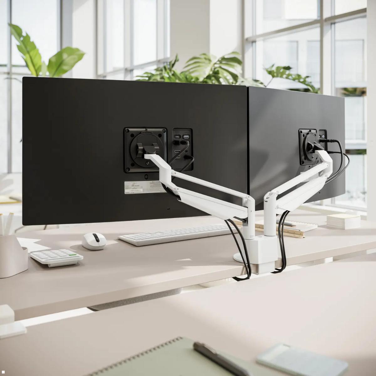 Novus Clu Duo Monitorhalterung ohne Befestigung (990+4101+000), weiß, VESA 75/100 ergonomischer Doppelarm