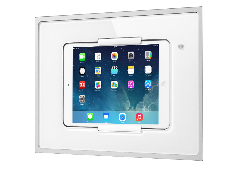 iRoom miniDock motorisiert iPad Mini 1-3 Glas weiß 53miniDock-w-m Querformat