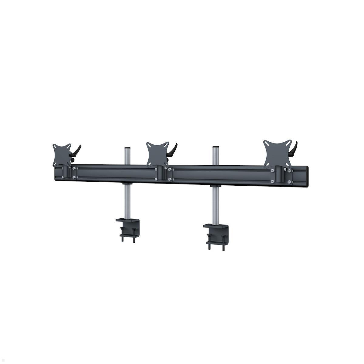 MonLines MTH242B Flat 3-fach Monitorhalterung Tischklemme bis 32 Zoll, schwarz