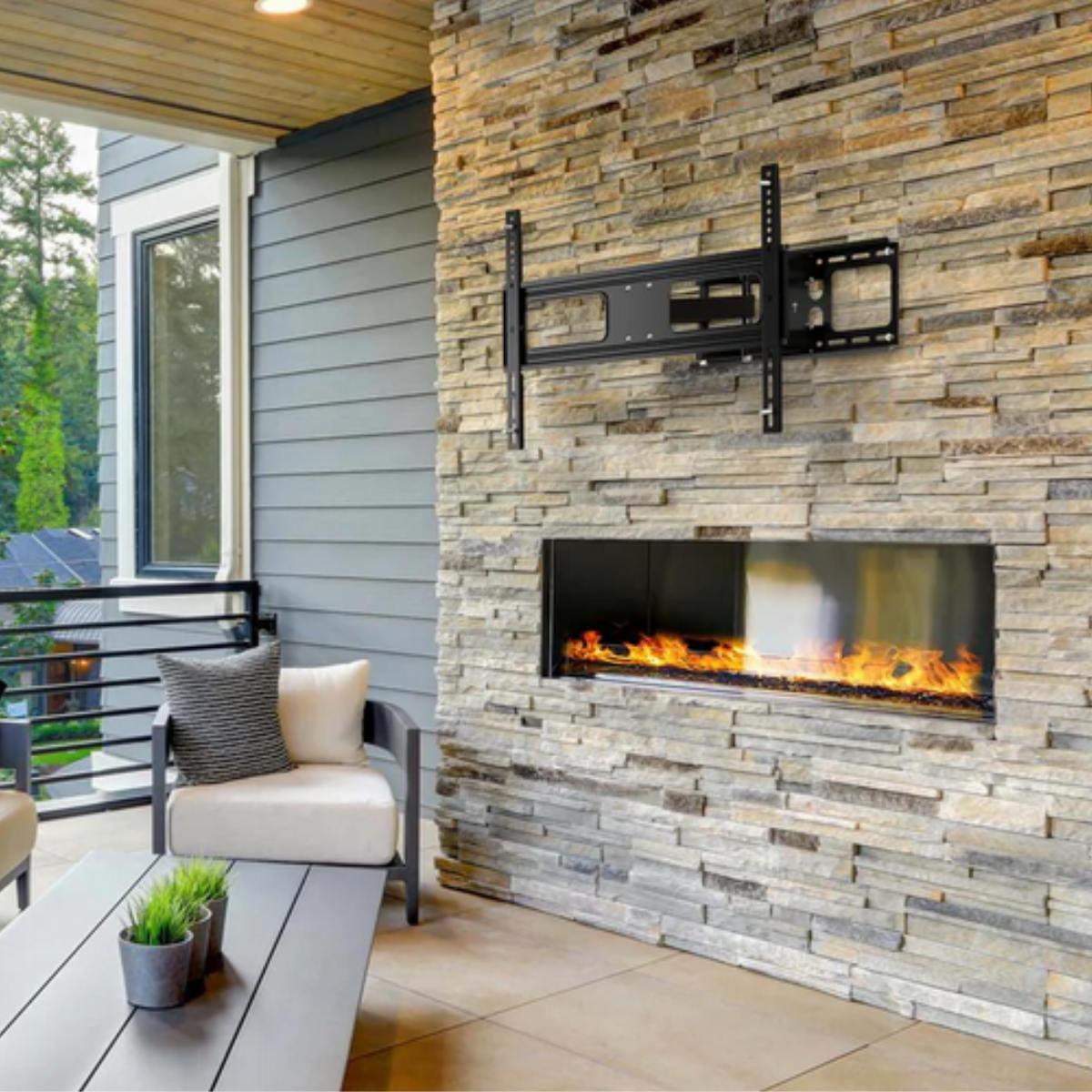 MonLines MWH037B Outdoor TV Wandhalterung 37-86 Zoll, schwenkbar, Anwendungsbeispiel