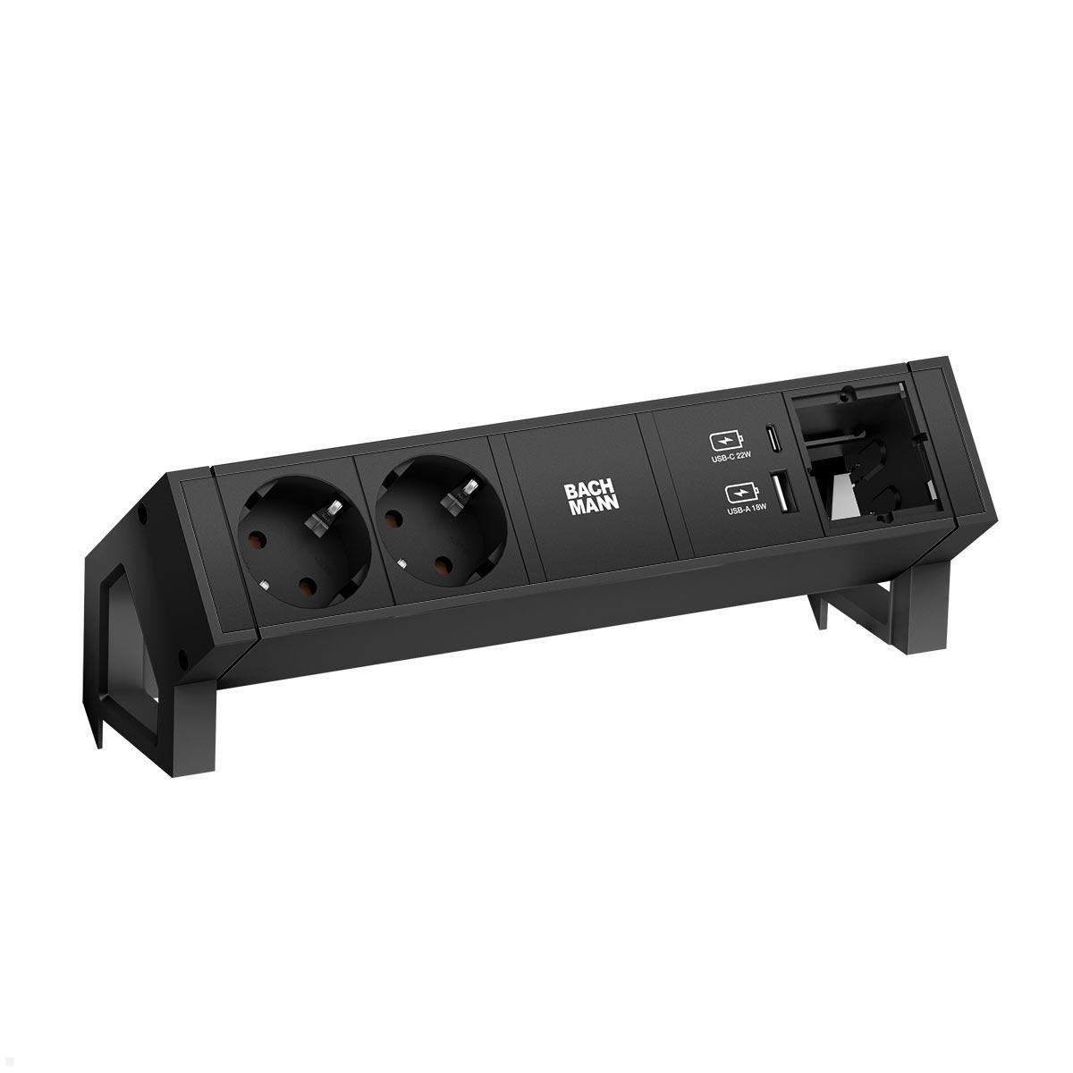 Bachmann DESK 2 2x Steckdose 1x USB-Charger A/C 1x CM (902.965), schwarz Bachmann DESK 2 2x Steckdose 1x USB-Charger A/C 1x CM (902.965), schwarz
