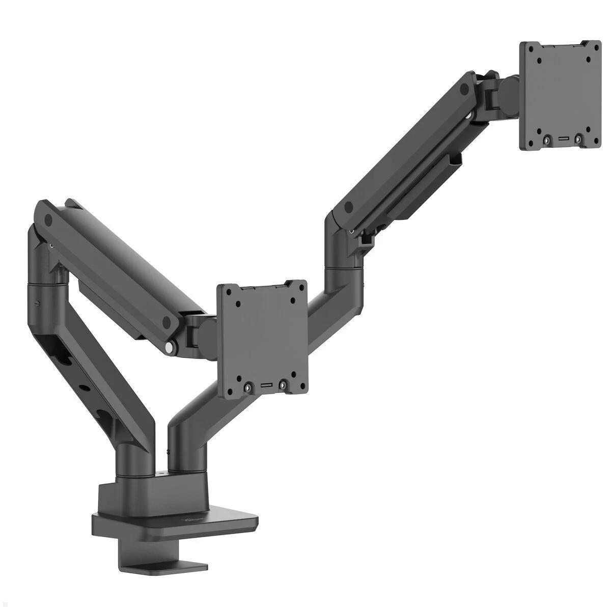 Vogels Essential M3042B Dual Monitor Tischhalterung höhenverstellbar 27 cm, schwarz, 2-fach VESA Bildschirmhalterung
