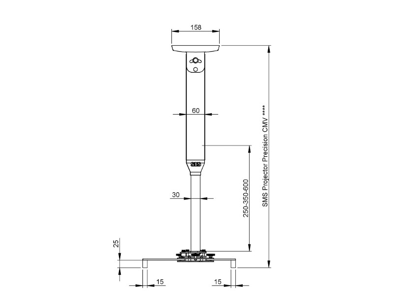 SMS Beamer Deckenhalterung CM V 735-1235mm weiß (PP120003)Länge SMS Beamer Deckenhalterung CM V 735-1235mm weiß (PP120003)Länge