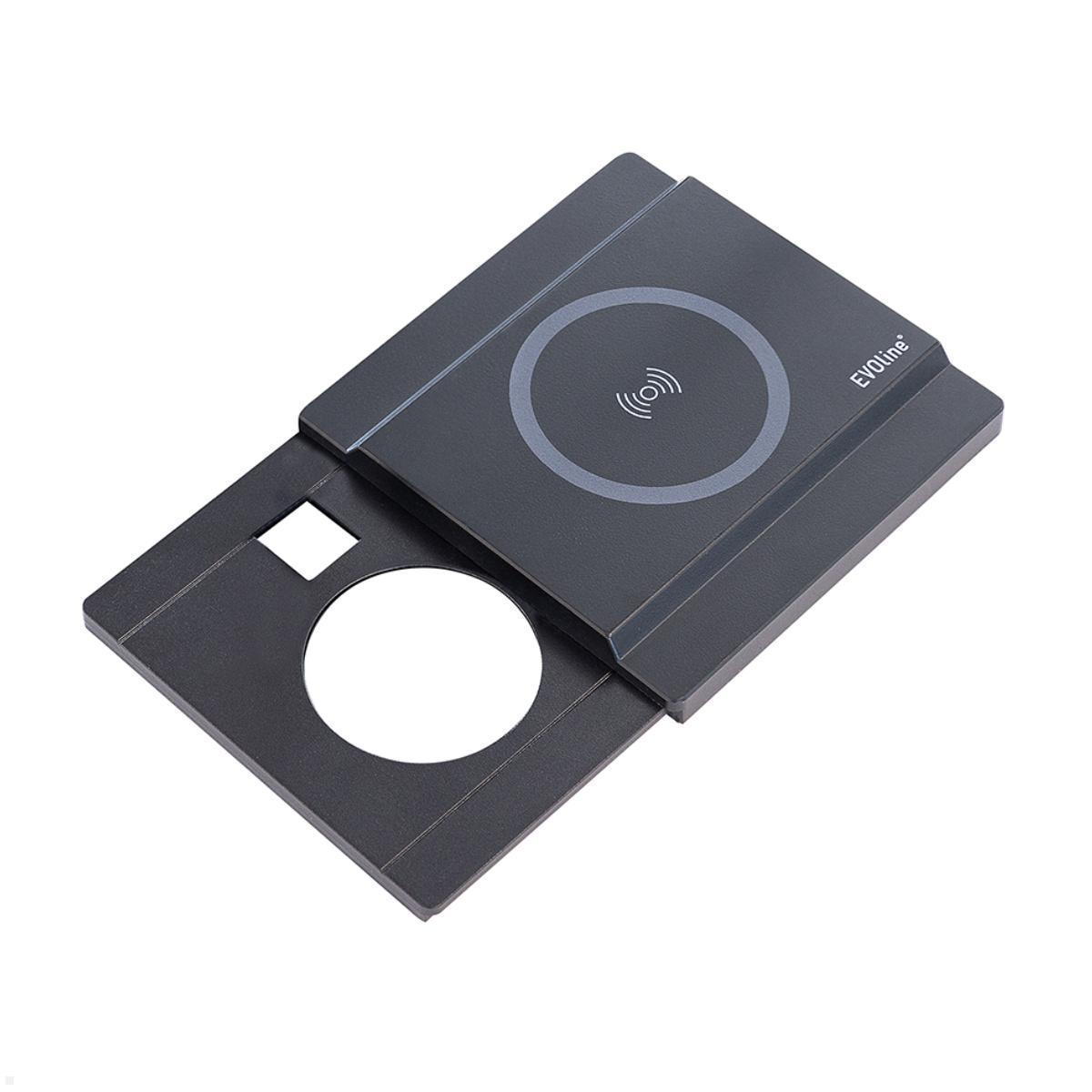 EVOline Schiebedeckel mit magnetischer Qi Ladefunktion für Circle80 USB 10W, schwarz EVOline Schiebedeckel mit magnetischer Qi Ladefunktion für Circle80 USB 10W, schwarz