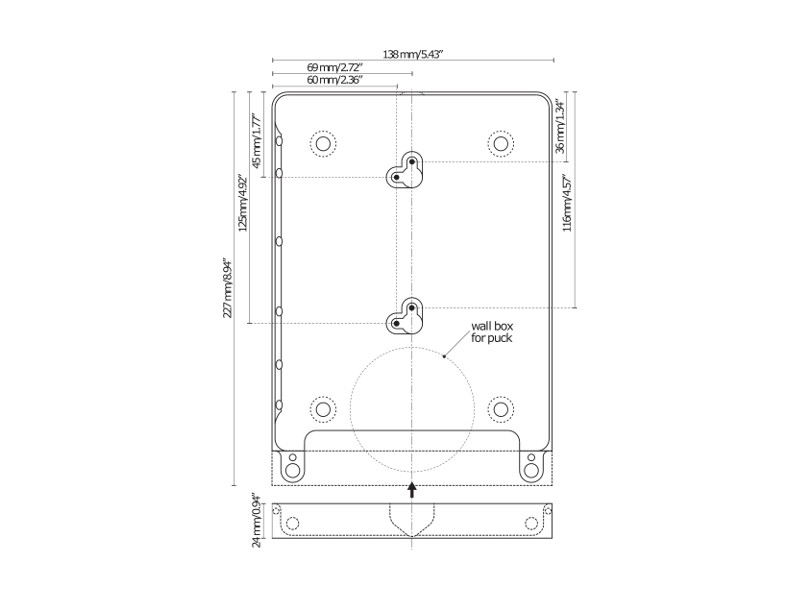 Basalte Eve Tablet Wandhalter für iPad Mini 1/2/3, eckig weiß Maße