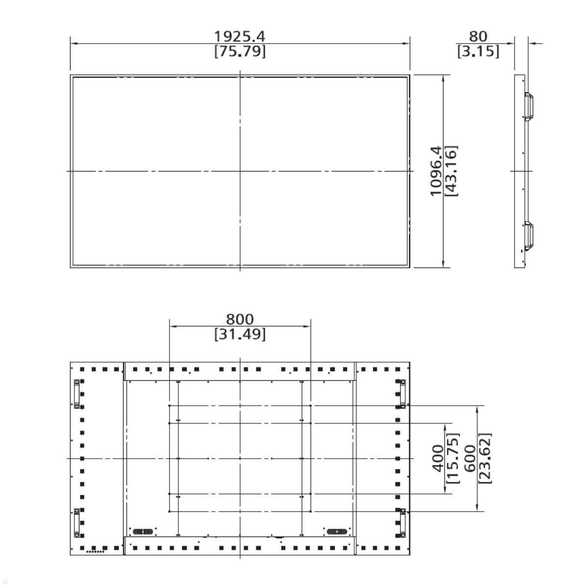 Hyundai D86XMQG Indoor Display 86 Zoll UHD(4K), Maße