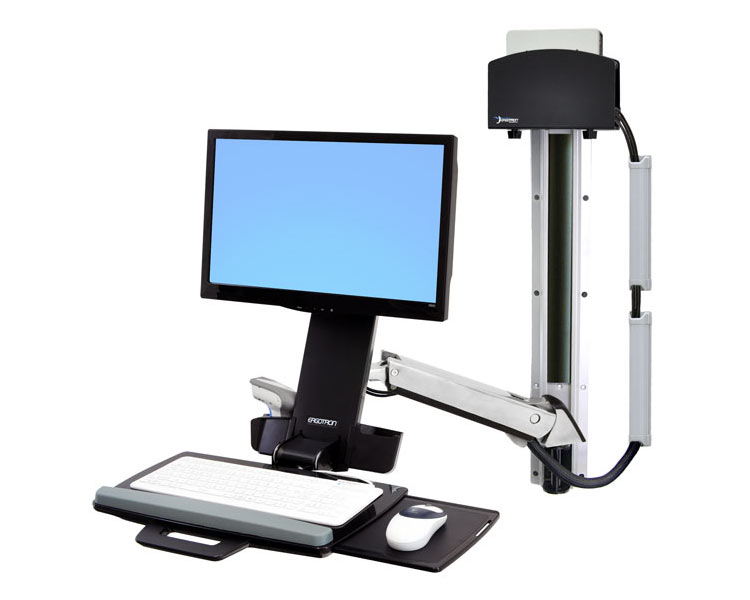 Ergotron StyleView Sit-Stand Combo Wandhalterung mit PC Halter klein (45-273-026) silber/schwarz Ergotron StyleView Sit-Stand Combo Wandhalterung mit PC Halter klein (45-273-026) silber/schwarz