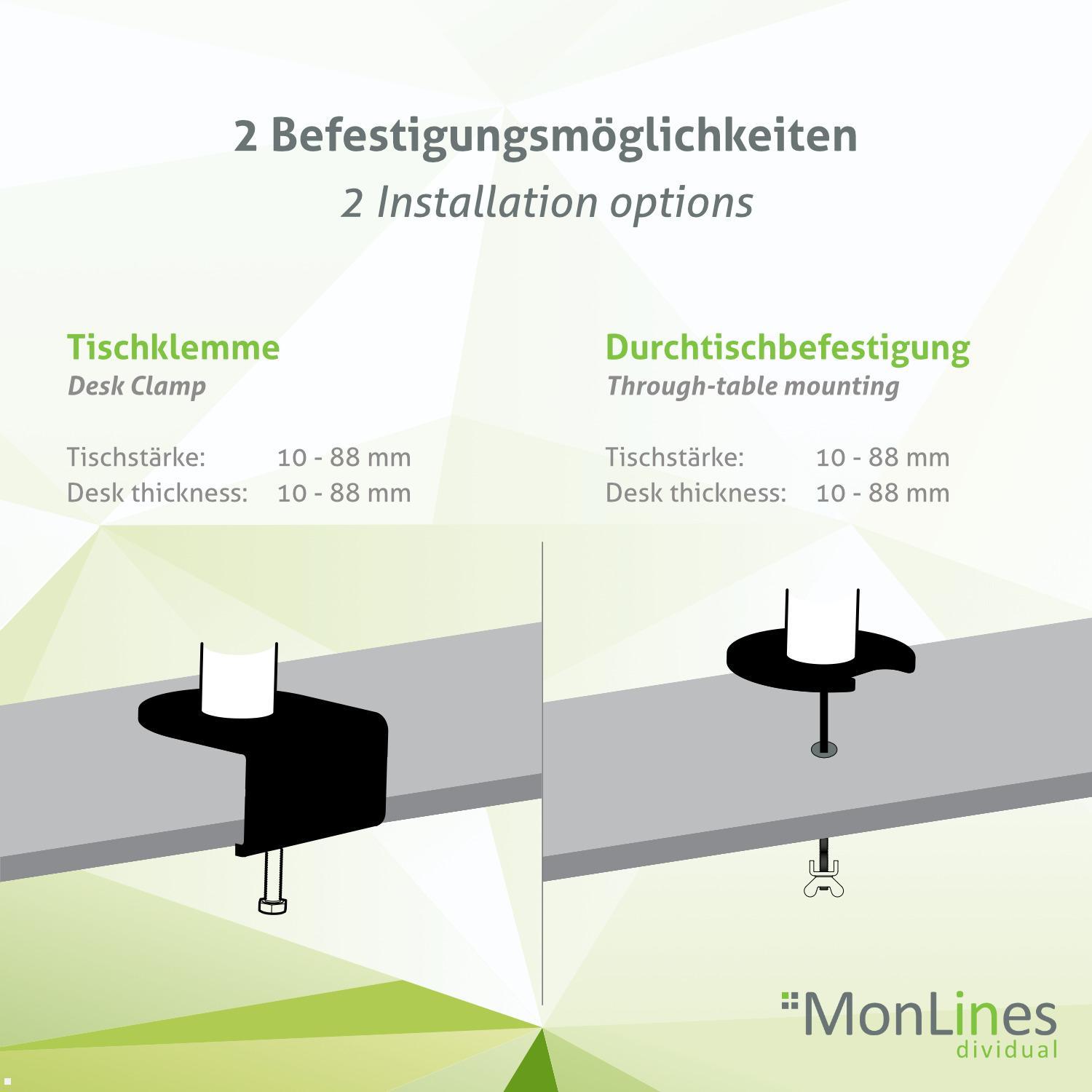 Monitorhalterung für 2 Monitore MonLines MTH011 schwenkbar