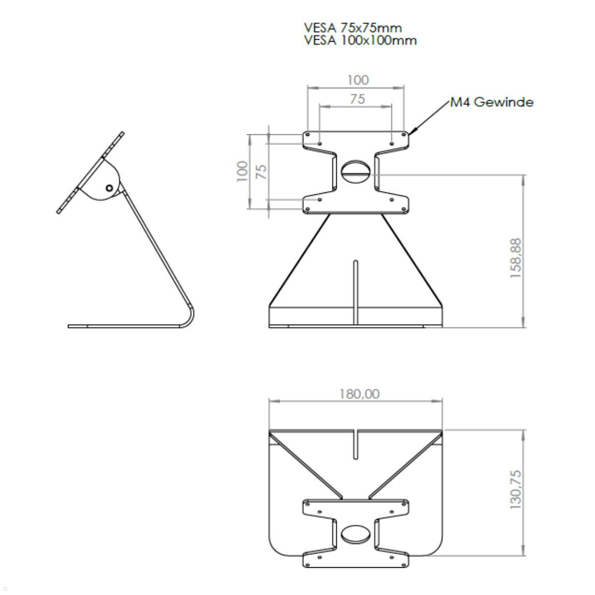 TabLines TTS011W Tablet Tischständer neigbar - weiß, Tischständer für Tablets