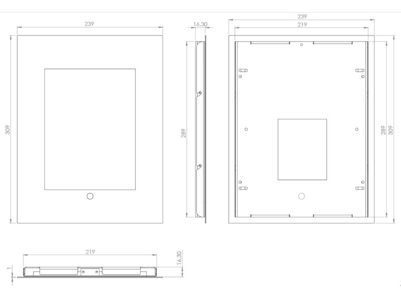 TabLines TWE035S Tablet Wandeinbau für Apple iPad 5 (2017), HB, silber Maße TabLines TWE035S Tablet Wandeinbau für Apple iPad 5 (2017), HB, silber Maße