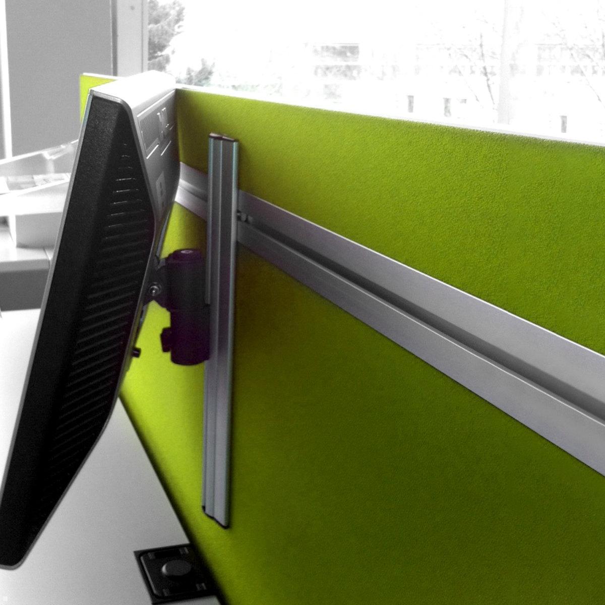 Novus MY one SW Monitorhalter für Slatwall, silber (910+1079+000) Anwendungsbeispiel Novus MY one SW Monitorhalter für Slatwall, silber (910+1079+000) Anwendungsbeispiel
