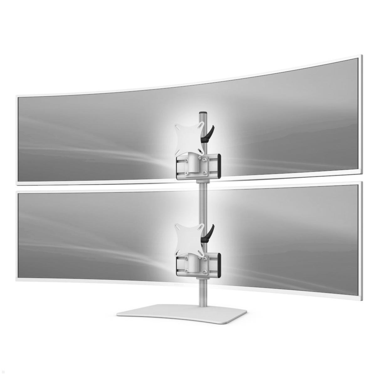 MonLines MTH250G Monitorhalter Standfuß für 2 Curved Monitore übereinander bis 57 Zoll, grau