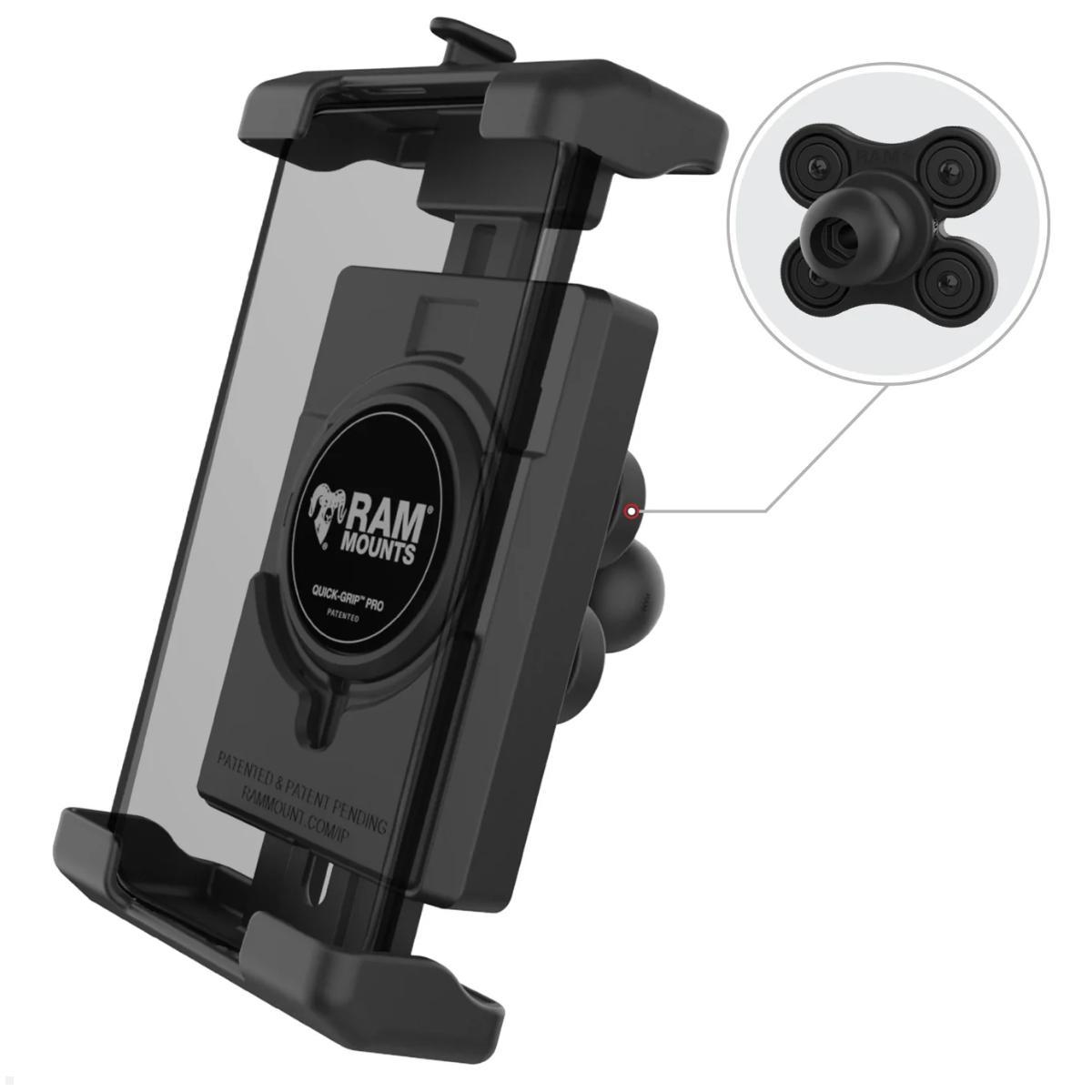 RAM Mounts Quick-Grip™ Pro XL Universal Smartphone-Halteschale 5,8-6,8'',  Vibrationsdämpfung, B-Kugel (RAM-HOL-PD7BVU)