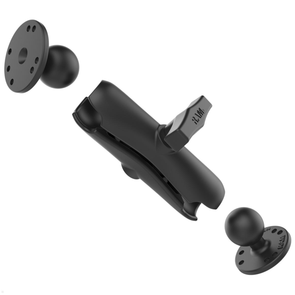 RAM Mounts Set, 2x Basisplatte rund, 1x Verbindungsarm mittel, C Kugel (RAM-101U), unmontiert