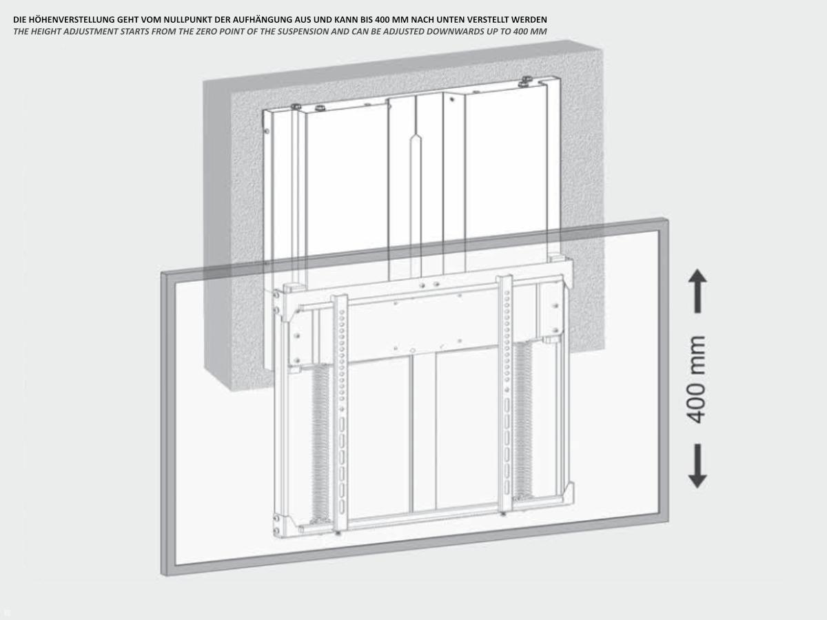 MonLines MWH017B interaktives Whiteboard/TV Wandhalterung bis 70 Zoll, schwarz höhenverstellbar nach unten
