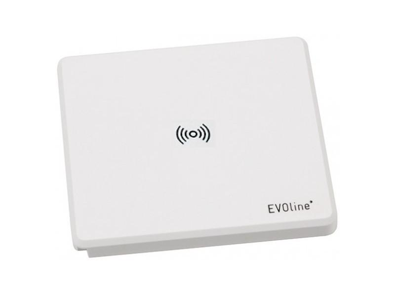 EVOline Square80 Einbausteckdose Qi-Version 1x Schuko, USB, CAT6 Patchkabel weiss