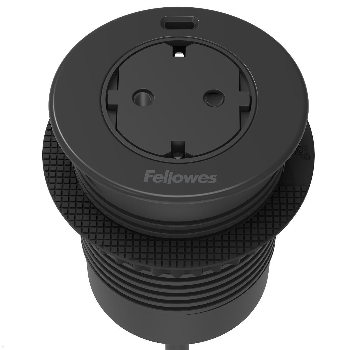 Fellowes Power-Spot Push Einbausteckdose mit USB-C Charger 30W