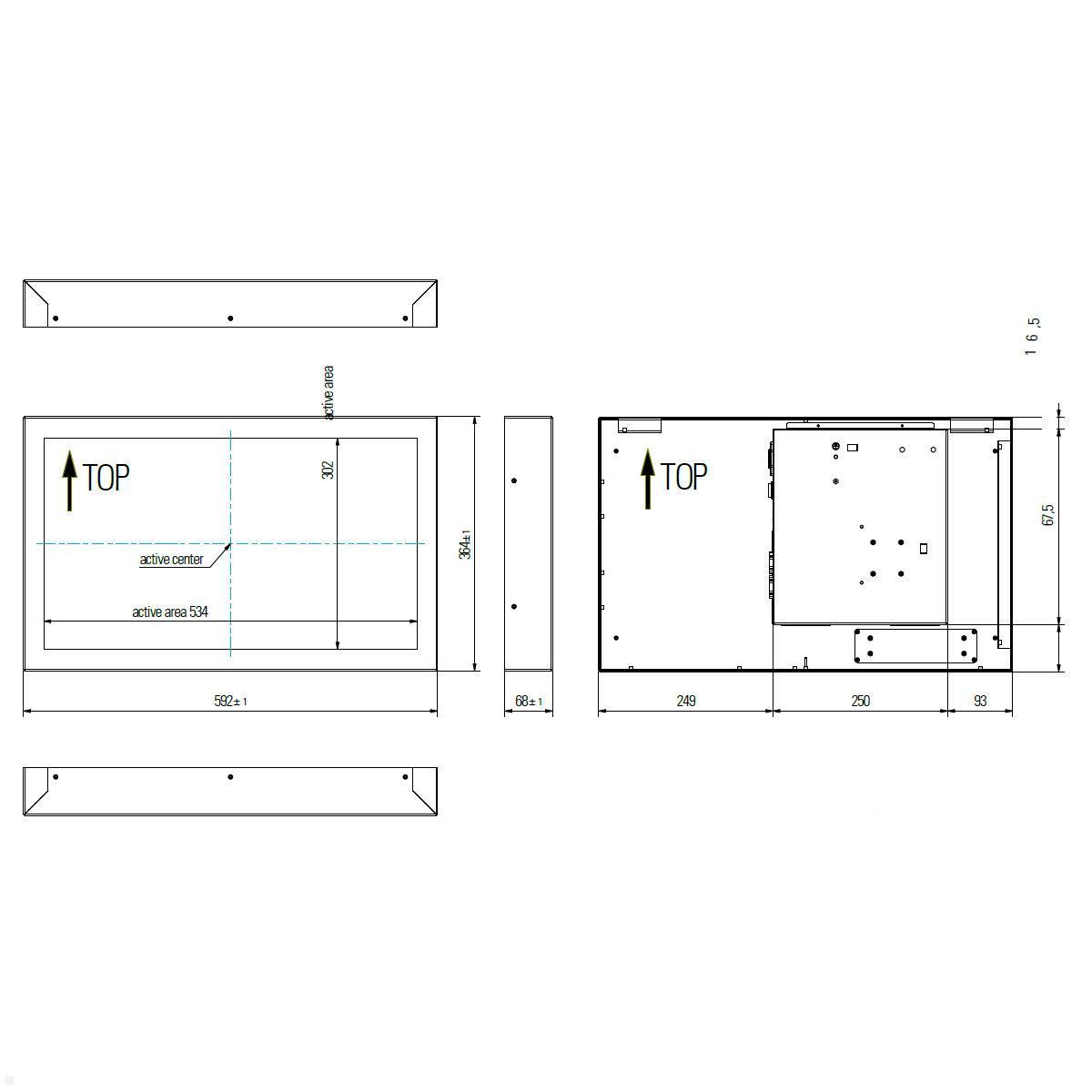 Distec BLO-Line A1 Brandschutz Monitor 24 Zoll PME Touch quer (DS-92-130Q) technische Zeichnung Distec BLO-Line A1 Brandschutz Monitor 24 Zoll PME Touch quer (DS-92-130Q) technische Zeichnung
