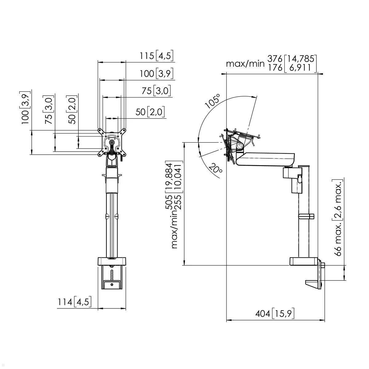 Vogels Motion MOMO 2127B Monitor Tischhalterung neigbar, schwarz, verstellbarer Displayarm Arbeitsplatz