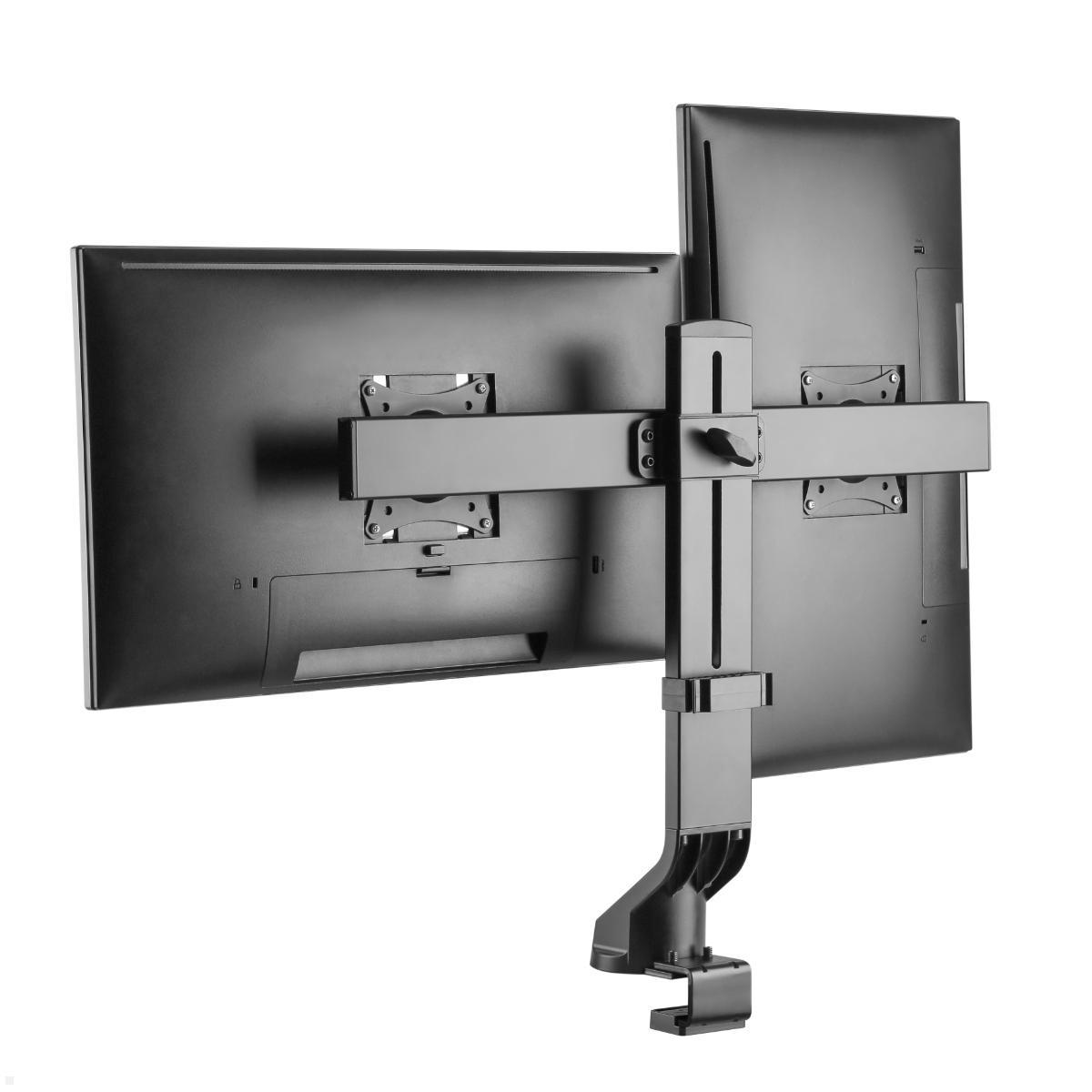 MonLines MTH022B dual Monitor Tischhalterung bis 32 Zoll, höhenverstellbar, schwarz, Kabelmanagement Monitorarm