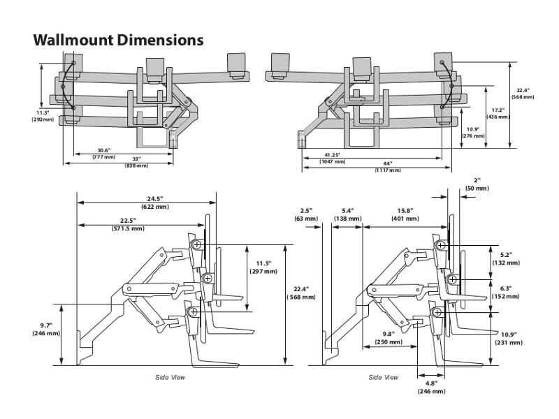 Ergotron Zubehör HX Triple Monitor Kit 98-009-216 Tischhalter Maße Ergotron Zubehör HX Triple Monitor Kit 98-009-216 Tischhalter Maße