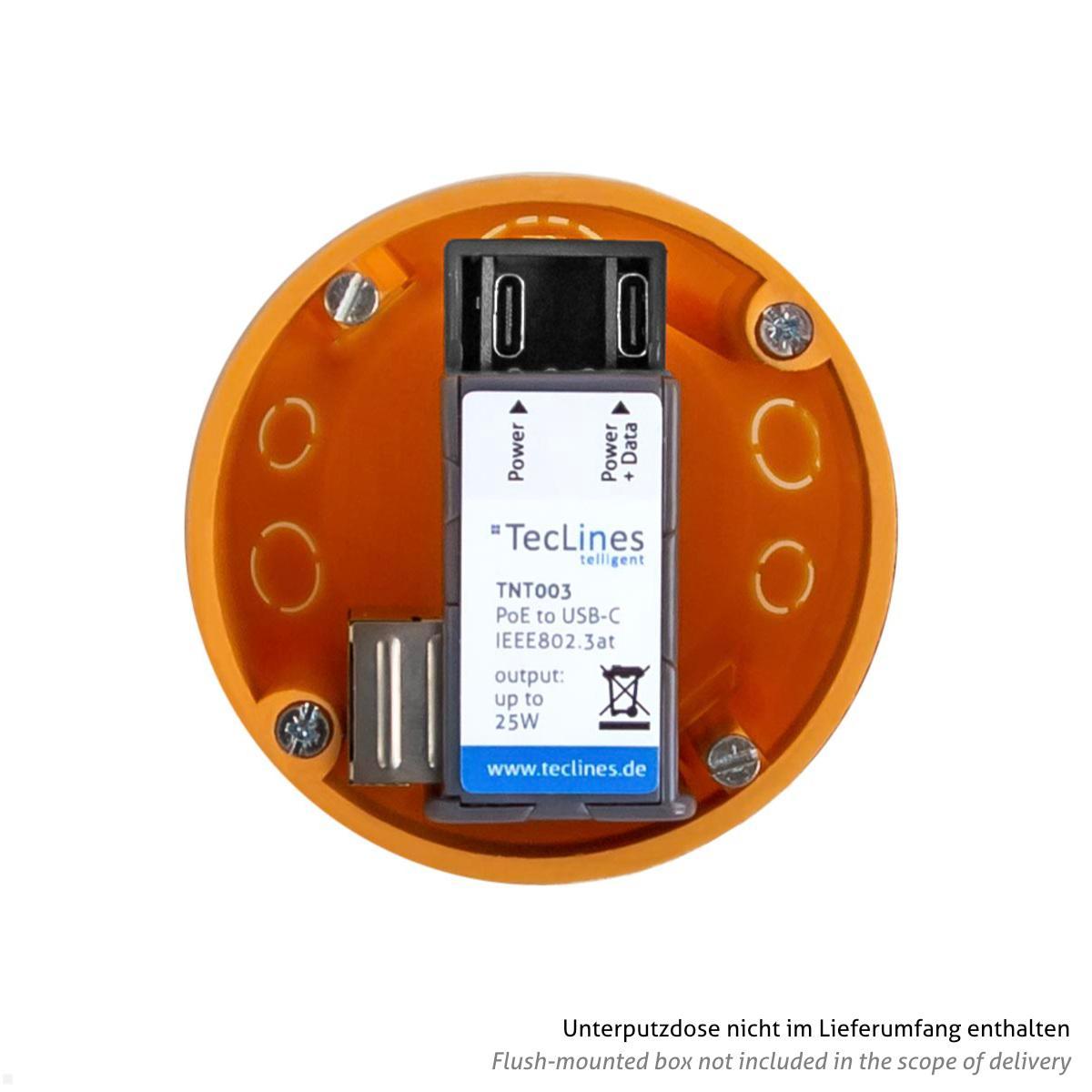 TecLines TNT003 Unterputz PoE Netzteil Ethernet Splitter bis 25 W mit USB-C zur Tablet Stromversorgung TecLines TNT003 Unterputz PoE Netzteil Ethernet Splitter bis 25 W mit USB-C zur Tablet Stromversorgung