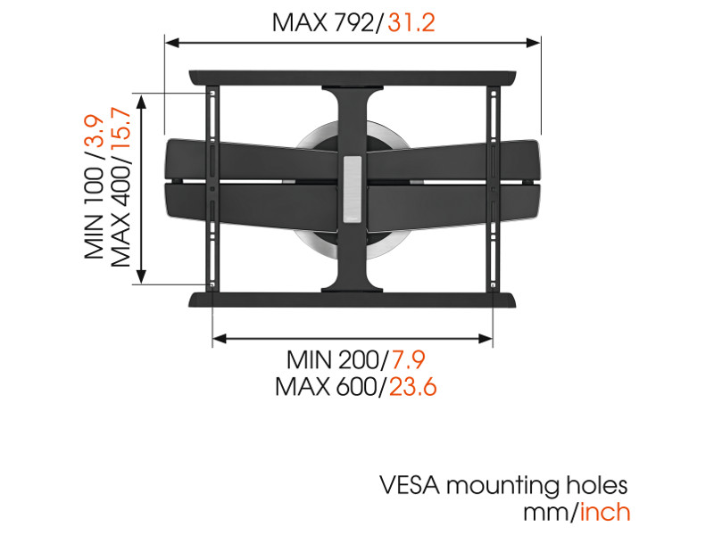 Vogels MotionMount NEXT 7355 TV Halter Front Maße Vogels MotionMount NEXT 7355 TV Halter Front Maße