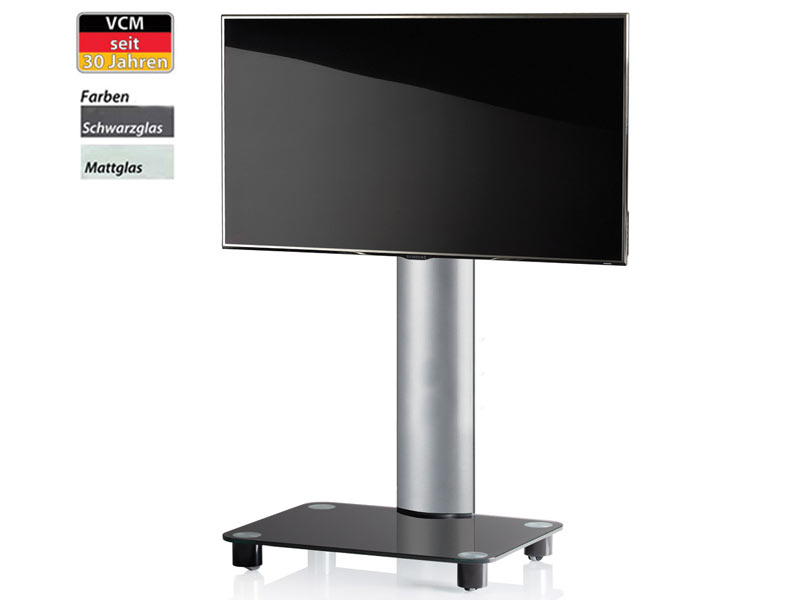 VCM Bilano silber Schwarzglas TV Ständer inkl. Rollen
