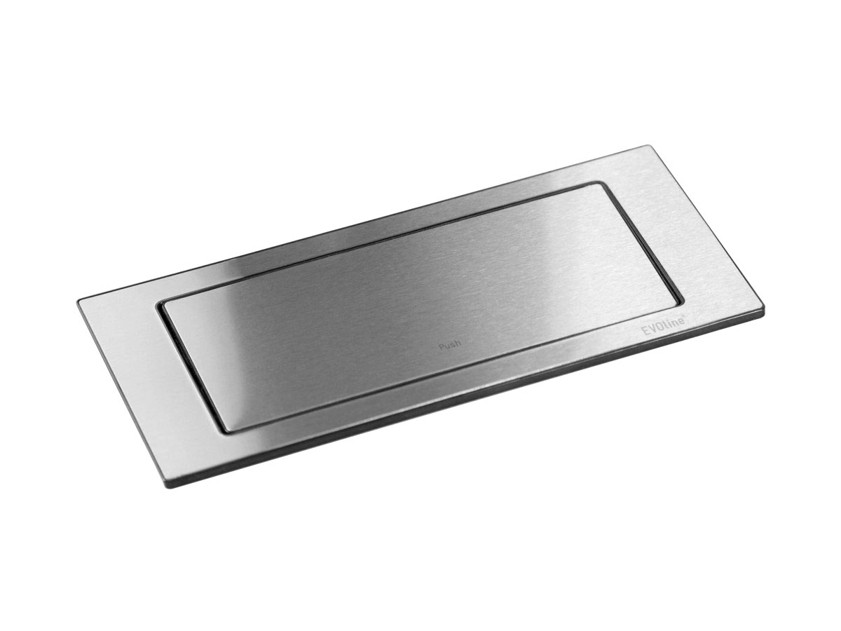 EVOLine BackFlip Cuisine 2x Steckdose, 1x USB Charger Edelstahl Abdeckung EVOLine BackFlip Cuisine 2x Steckdose, 1x USB Charger Edelstahl Abdeckung