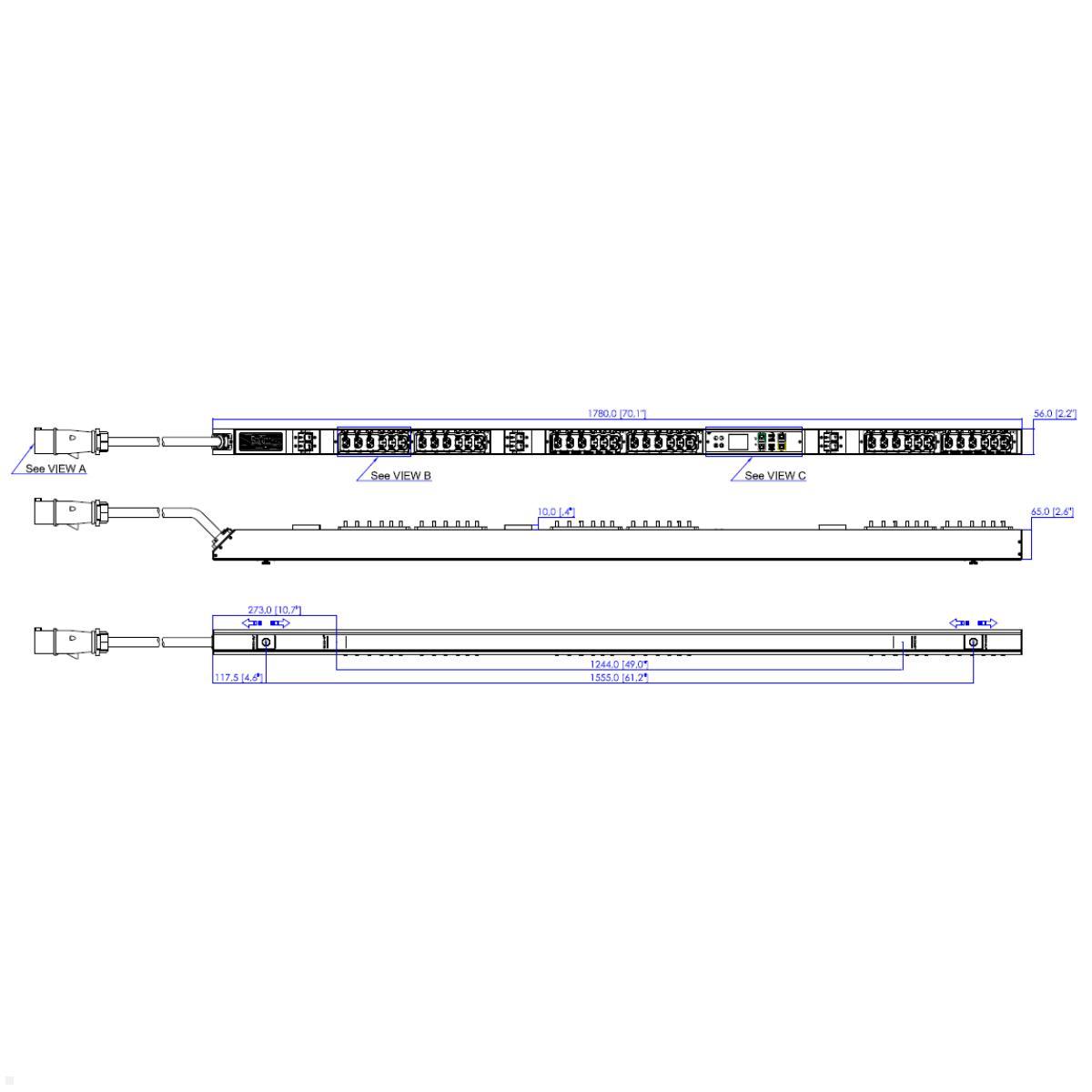 Legrand Raritan iX Rack-PDU 0U mit 18xHDOT C13 / 18xCx, 3-phasig 400V 32A, Outlet Metered/Switched (PX4-5699-E7V2), PDU 23 kVA Switching