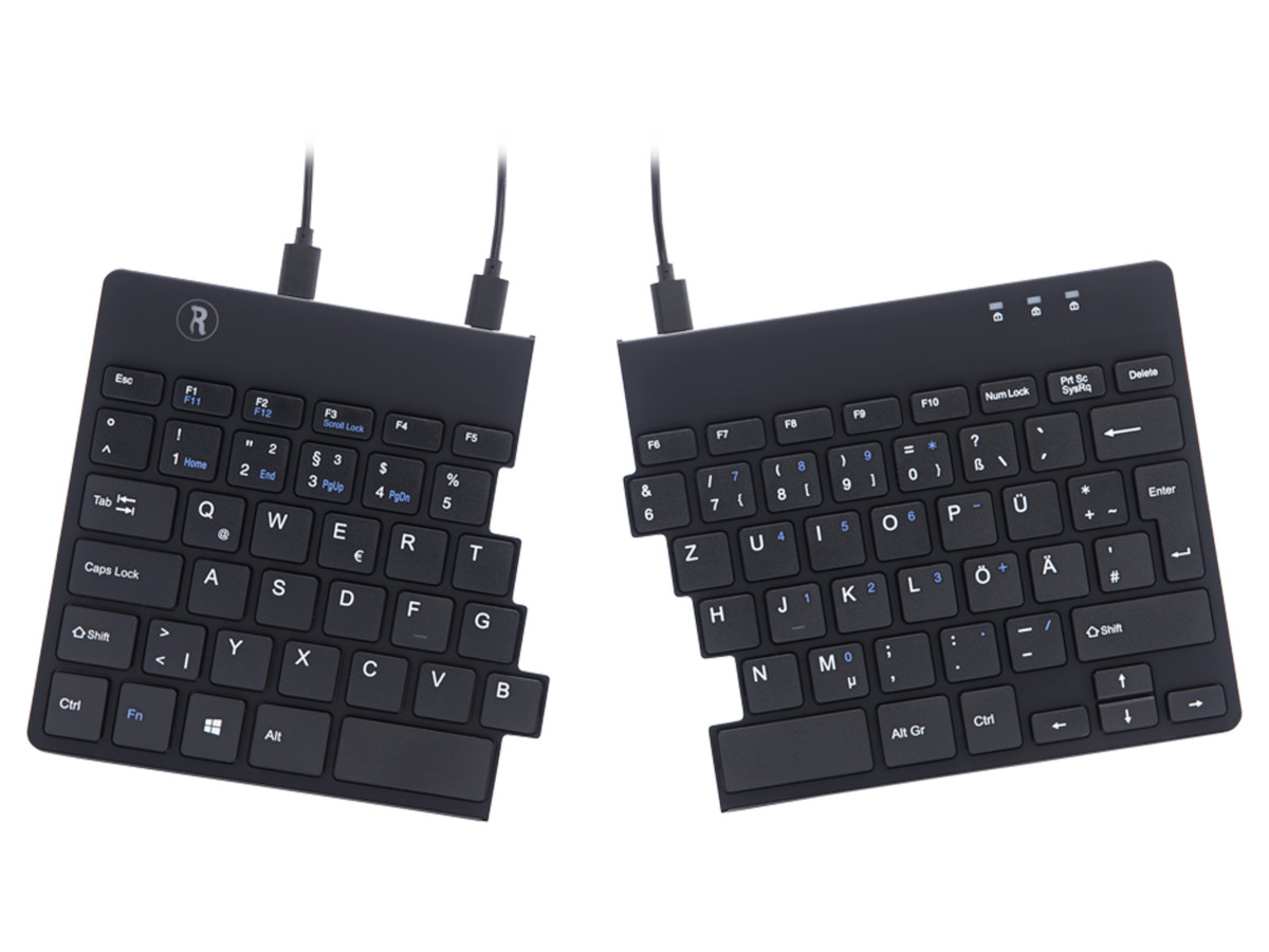 R-Go Split ergonomische Tastatur QWERTZ (DE) RGOSP-DEWIBL, schwarz Ansicht R-Go Split ergonomische Tastatur QWERTZ (DE) RGOSP-DEWIBL, schwarz Ansicht