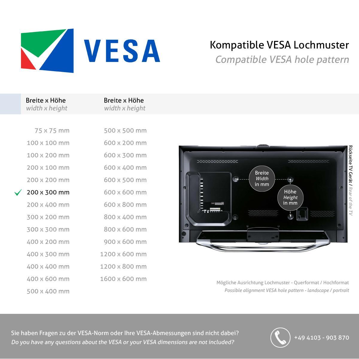 MonLines V097 VESA Adapter von 200x200 auf 200x300, Bildschirm Befestigung