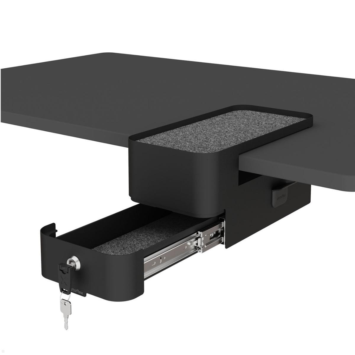 Dataflex Bento Desktop Locker Untertisch Schrank mit Tischklemme (45.603), schwarz, Haken für Taschen